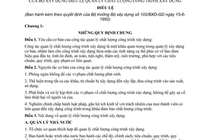 Quyết định 102/BXD-GĐ  Điều lệ quản lý chất lượng công trình xây dựng