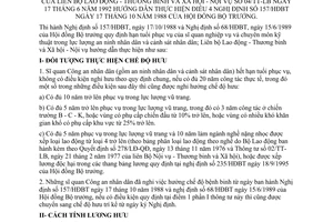Thông tư liên bộ 04/TT-LB hướng dẫn Điều 4 Nghị định 157/HĐBT
