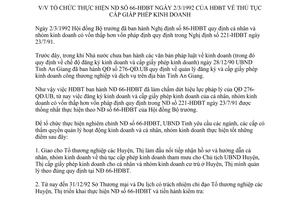 Chỉ thị 14/CT-UB 1992 thực hiện 66-HĐBT thủ tục cấp giấy phép kinh doanh An Giang