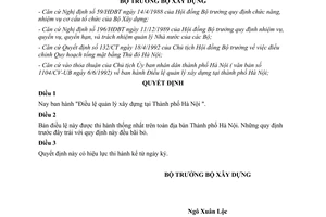 Quyết định 106/QĐ-ĐT Điều lệ quản lý xây dựng tại thành phố Hà Nội 1992