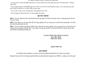 Quyết định 275/QĐ.UB năm 1992 trồng bảo vệ rừng phòng hộ trên núi An Giang