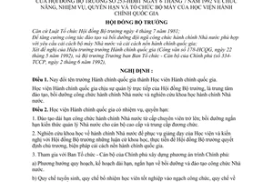 Nghị định 253/HĐBT chức năng, nhiệm vụ, quyền hạn và tổ chức bộ máy của Học viện hành chính quốc gia