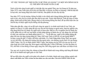 Chỉ thị 20/CT-UB 1992 thành lập Hội nuôi cá bè An Giang chính sách nuôi cá bè