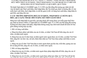 Thông tư 28-TC/TCT quy định mức miễn thuế xuất nhập khẩu quản lý hàng hoá nhập khẩu quà biếu, quà tặng