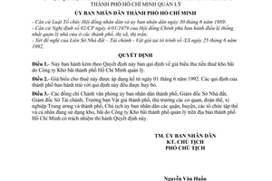 Quyết định 1873/QĐ-UB  qui định giá biểu thu tiền thuê kho bãi do Công ty Kho bãi thành phố Hồ Chí Minh quản lý