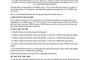 Thông tư 33-TC/TCT hướng dẫn thu lệ phí cấp giấy phép kinh doanh hướng dẫn Nghị định 66-HĐBT