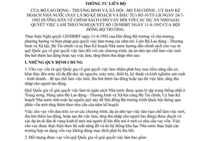 Thông tư liên tịch 10/TT-LB hướng dẫn Nghị quyết 120/HĐBT cho vay dự án nhỏ giải quyết việc làm