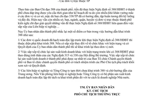 Công văn 3204/UB -CN nhắc lại hướng dẫn khai trình 388/HĐBT