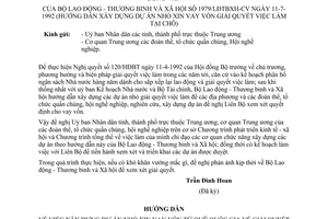 Công văn 1979/LĐTBXH-CV hướng dẫn xây dựng dự án nhỏ xin vay vốn giải quyết việc làm tại chỗ