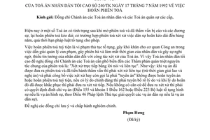 Công văn 240/TK hoãn phiên toà