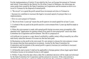 Circular No. 1034/HTDT-TD of August 01, 1992, guiding the way to re-invest by earner profit.
