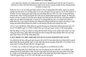 Thông tư liên tịch 07/LB-TT sản xuất gạch ngói nung bảo vệ đất canh tác