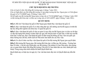 Quyết định  279-CT  đổi tên Viện Quan hệ quốc tế Bộ ngoại giao thành Học viện Quan hệ quốc tế