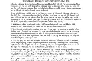 Chỉ thị 287-CT vấn đề cấp bách công tác giáo dục - đào tạo