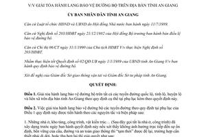 Quyết định 343/QĐ.UB 1992 giải tỏa hành lang bảo vệ đường bộ An Giang