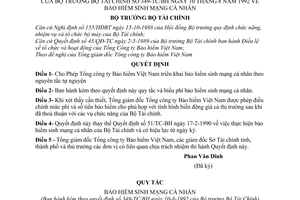 Quyết định 349-TC/BH bảo hiểm sinh mạng cá nhân