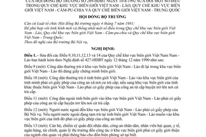 Nghị định 289-HĐBT quy chế khu vực biên giới để sửa đổi Quy chế khu vực biên giới  Việt Nam - Lào, Việt Nam - Căm-Pu-Chia,  Việt Nam - Trung Quốc