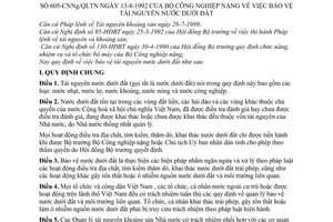 Quy định 605-CNNg/QLTN bảo vệ tài nguyên nước dưới đất
