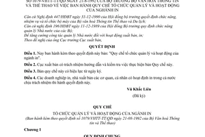 Quyết định 1079-VHTT-TT/QĐ  Quy chế tổ chức quản lý  hoạt động của ngành in