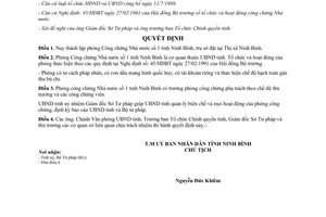 Quyết định 273/QĐ-UB 1992 thành lập phòng Công chứng Nhà nước số 1 Ninh Bình