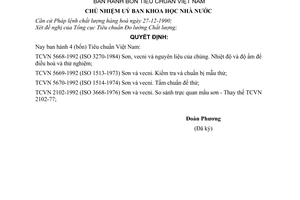 Quyết định  591-QĐ  bốn tiêu chuẩn Việt nam TCVN 5668 TCVN 5669 TCVN 5670 TCVN 2102