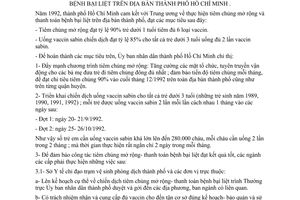 Chỉ thị 34/CT-UB đẩy mạnh chương trình tiêm chủng mở rộng thanh toán bệnh bại liệt địa bàn thành phố Hồ Chí Minh