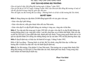 Quyết định  322-CT  trợ cấp cho giáo viên