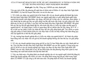 Công văn 1097-UB/KHH hướng dẫn thực hiện NĐ 388-HĐBT