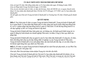 Quyết định 2252/QĐ-UB kiện toàn tổ chức cơ quan Trọng tài kinh tế  Hồ Chí Minh