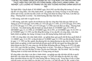 Thông tư liên tịch 16-TT/LB hướng dẫn trợ cấp công nhân, viên chức hành chính - sự nghiệp, lực lượng vũ trang đối tượng hưởng chính sách xã hội