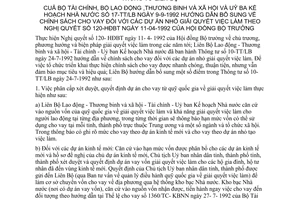 Thông tư liên tịch 17-TT/LB chính sách cho vay dự án nhỏ bổ sung Nghị quyết 120-HĐBT