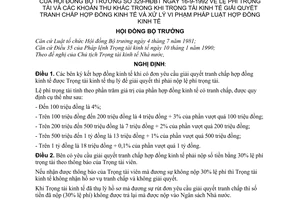 Nghị định 329-HĐBT lệ phí và các khoản thu khác khi Trọng tài kinh tế giải quyết tranh chấp hợp đồng kinh tế và xử lý vi phạm pháp luật hợp đồng