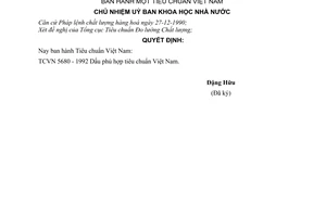 Quyết định  622-QĐ một tiêu chuẩn Việt Nam TCVN 5680 - 1992 Dấu phù hợp tiêu chuẩn Việt Nam