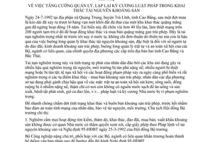 Chỉ thị 334-CT tăng cường quản lý, lập lại kỷ cương pháp luật khai thác tài nguyên khoáng sản