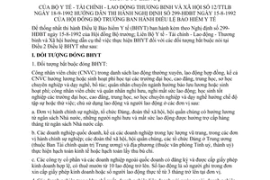 Thông tư liên bộ 12/TTLB Điều lệ Bảo hiểm y tế hướng dẫn Nghị định 299-HĐBT