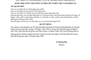 Nghị quyết xác nhận tư cách đại biểu của các đại biểu Quốc hội khoá IX