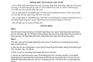 Quyết định 200/QĐ-NH5 sử dụng vốn được cấp vốn điều lệ của chi nhánh Ngân hàng nước ngoài