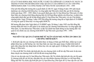 Thông tư liên tịch 1213/KHCN-TC hướng dẫn quản lý tài chính chương trình khoa học công nghệ Nhà nước giai đoạn 1991-1995 do