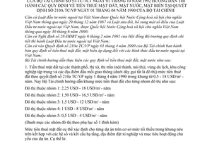 Thông tư 51-TC/TCT hướng dẫn Quyết định 210a-TC/VP thi hành quy định tiền thuê mặt đất, nước, biển