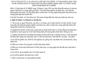 Thông tư liên tịch 55-TTLB thuế hoạt động khoa học công nghệ Nghị định 35-HĐBT