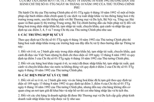 Thông tư 57-TC/TCT biện pháp xử lý hàng hoá diện nhập khẩu hộ tạm nhập tái xuất chuyển khẩu quá cảnh nhập lậu hướng dẫn  Chỉ thị 01-TTg