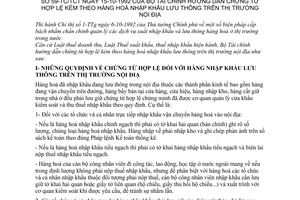 Thông tư 59-TC/TCT hướng dẫn chứng từ hợp lệ kèm theo hàng hoá nhập khẩu lưu thông thị trường nội địa