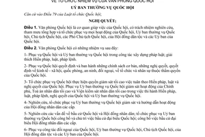 Nghị quyết 02/NQ-UBTVQH9 tổ chức nhiệm vụ của Văn phòng Quốc hội