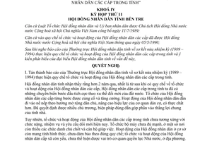 Nghị quyết 28/HĐND-NQ 1992 củng cố nâng cao hoạt động Hội đồng nhân dân các cấp Bến Tre