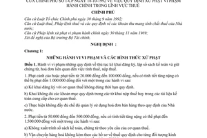 Nghị định 1-CP quy định xử phạt vi phạm hành chính trong lĩnh vực thuế