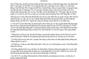 Chỉ thị 46/CT-UB triển khai biện pháp phòng chống cơn bão số 6 mưa bão cuối vụ