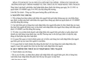 Thông tư liên tịch 61-TT/LB quy trình nghiệp vụ thu thuế xuất nhập khẩu tiểu ngạch