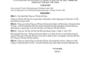 Nghị định 4-CP thành lập Tổng cục Thể dục thể thao