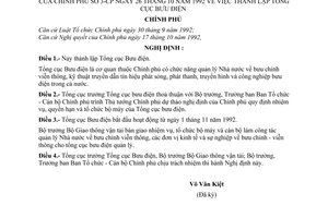 Nghị định 3-CP thành lập Tổng cục Bưu điện