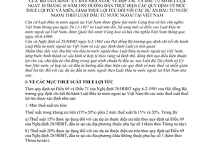 Thông tư liên bộ 66-LB/TT hướng dẫn quy định mức thuế lợi tức miễn, giảm thuế lợi tức dự án đầu tư nước ngoài theo Luật Đầu tư